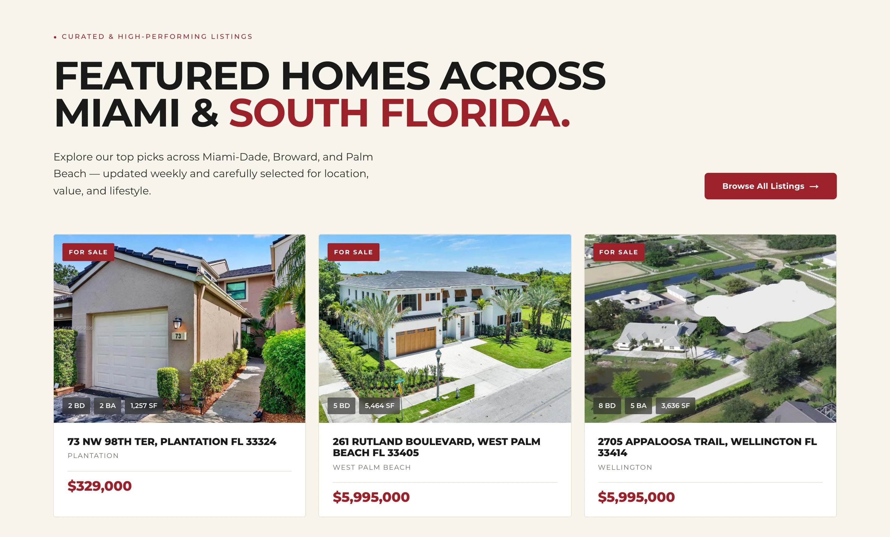 Live IDX/MLS listings with photos, price and specs