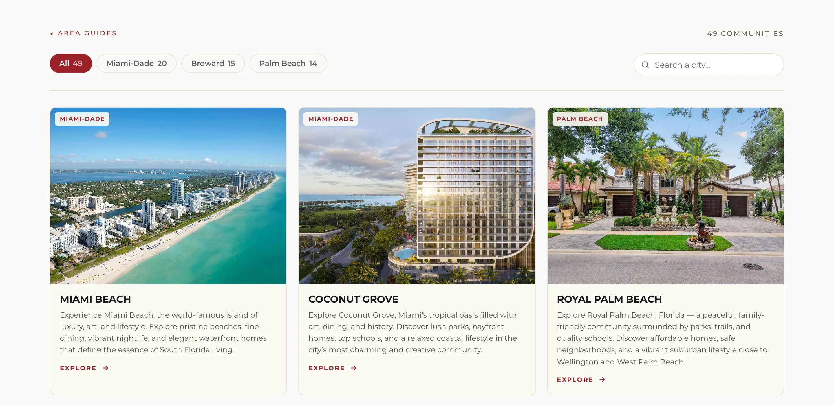 Neighborhoods explorer — 49 community guides