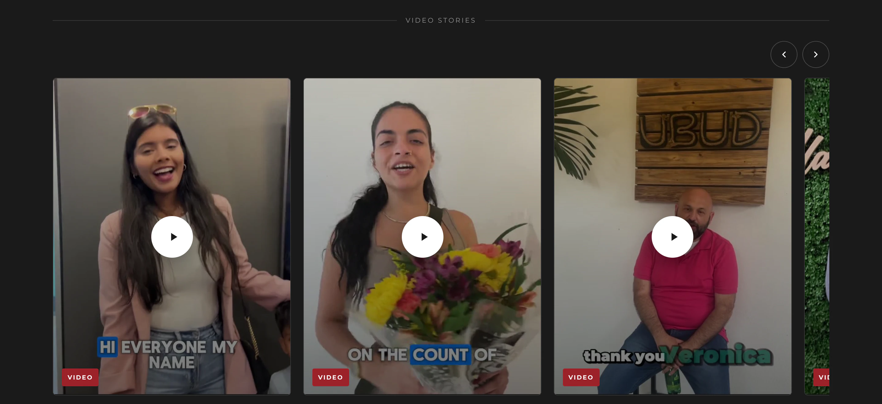 Video stories from Bloemhof clients, shown on the homepage
