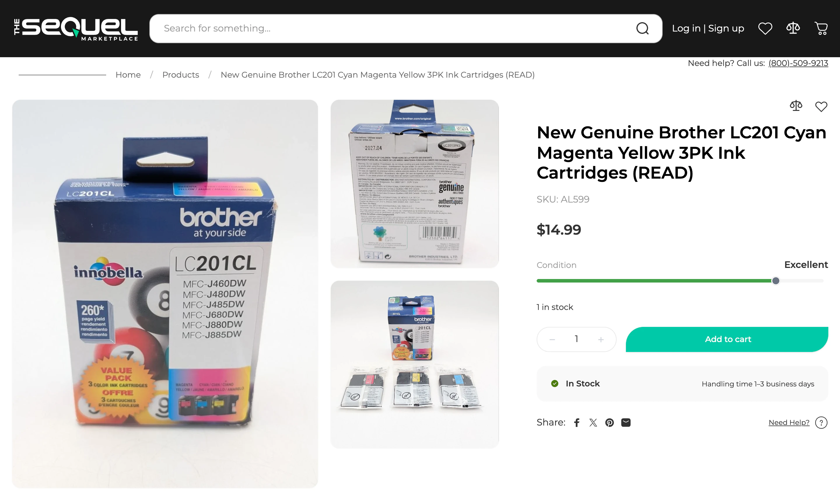 thesequel.com — a product page: condition grade, stock count and handling time on one listing template